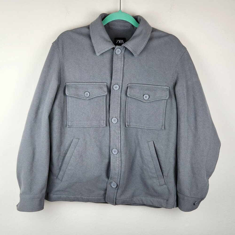 Zara Men's Gray Button Up Shirt Jacket Shacket Overshirt sz S